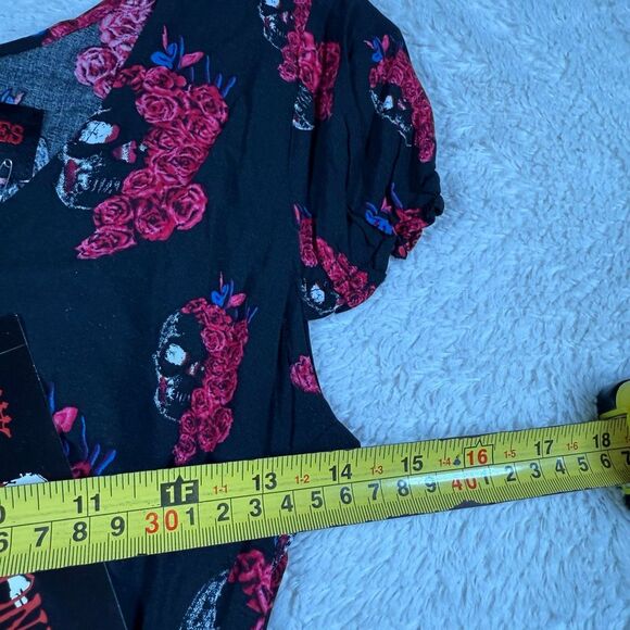 NWT Royal Bones Skull & Rose Knee Length Dress - Picture 6 of 7